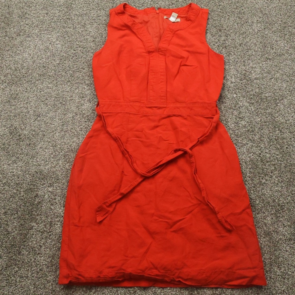Banana Republic dress womens 6 Orange Linen Blend Sleeveless Dress with Belt